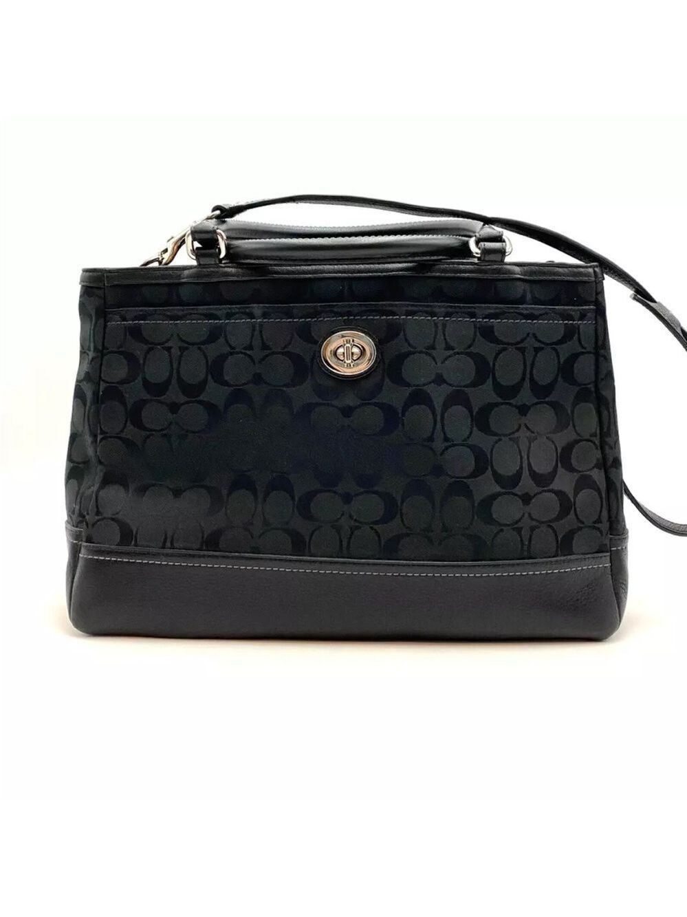 Coach Park Signature Large Carryall - Fabric with Leather Trim - Black